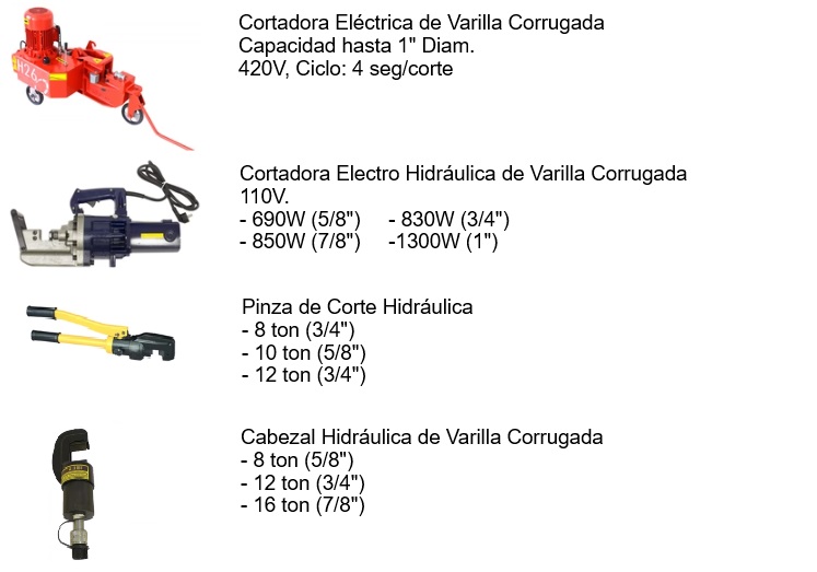 CORTADORA DE VARILLA CORRUGADA