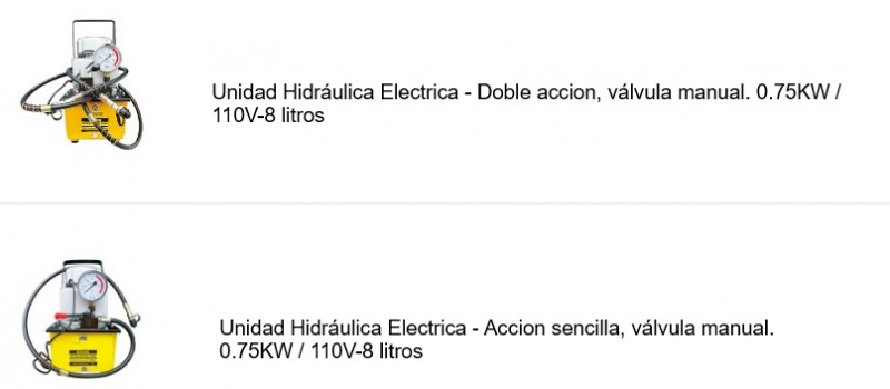 Unidades hidraulicas Electricas